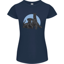 A Pair of Schnauzer Gigantes Dog Womens Petite Cut T-Shirt Navy Blue