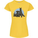 A Pair of Schnauzer Gigantes Dog Womens Petite Cut T-Shirt Yellow