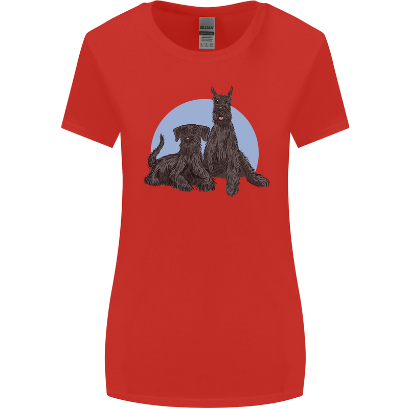A Pair of Schnauzer Gigantes Dog Womens Wider Cut T-Shirt Red