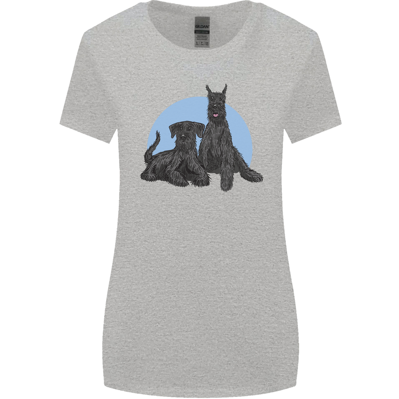 A Pair of Schnauzer Gigantes Dog Womens Wider Cut T-Shirt Sports Grey