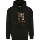 A Pensive Lion in the Desert Mens 80% Cotton Hoodie Black