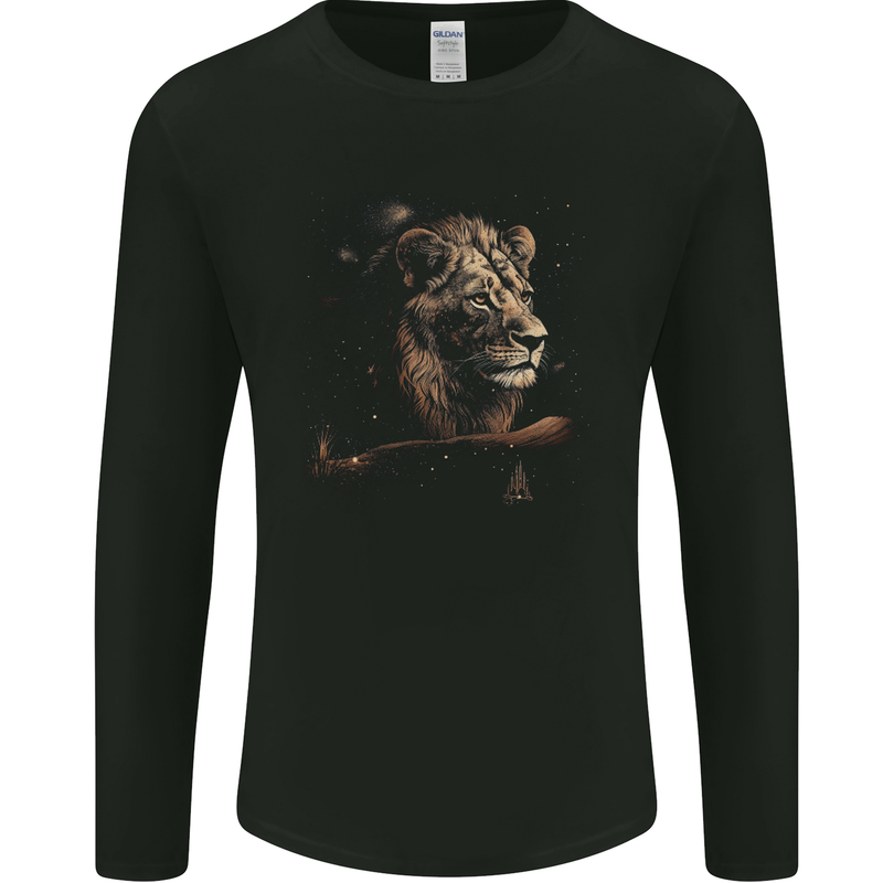 A Pensive Lion in the Desert Mens Long Sleeve T-Shirt Black