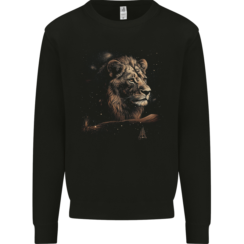 A Pensive Lion in the Desert Mens Sweatshirt Jumper Black