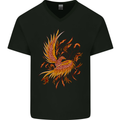 A Pheonix Rising From the Ashes Mens V-Neck Cotton T-Shirt Black