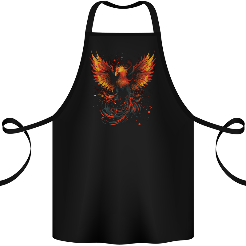 A Phoenix Rising From the Flames Fantasy Cotton Apron 100% Organic Black