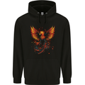 A Phoenix Rising From the Flames Fantasy Mens 80% Cotton Hoodie Black