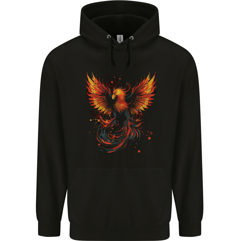 A Phoenix Rising From the Flames Fantasy Mens 80% Cotton Hoodie Black