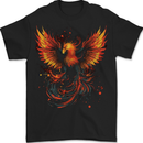 A Phoenix Rising From the Flames Fantasy Mens T-Shirt 100% Cotton BLACK