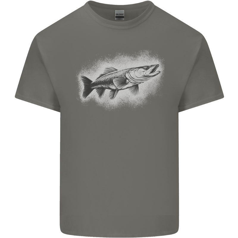 A Pike Fish Drawing Fishing Fisherman Kids T-Shirt Childrens Charcoal