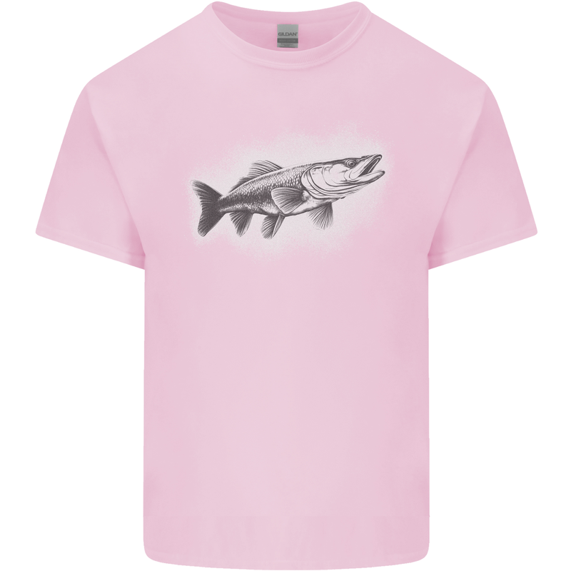 A Pike Fish Drawing Fishing Fisherman Kids T-Shirt Childrens Light Pink