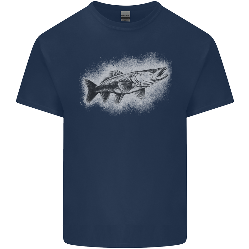 A Pike Fish Drawing Fishing Fisherman Kids T-Shirt Childrens Navy Blue