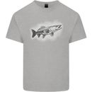 A Pike Fish Drawing Fishing Fisherman Kids T-Shirt Childrens Sports Grey