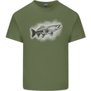 A Pike Fish Drawing Fishing Fisherman Mens Cotton T-Shirt Tee Top Military Green