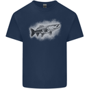 A Pike Fish Drawing Fishing Fisherman Mens Cotton T-Shirt Tee Top Navy Blue