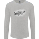 A Pike Fish Drawing Fishing Fisherman Mens Long Sleeve T-Shirt Sports Grey