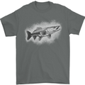 A Pike Fish Drawing Fishing Fisherman Mens T-Shirt 100% Cotton Charcoal