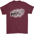 A Pike Fish Drawing Fishing Fisherman Mens T-Shirt 100% Cotton Maroon