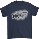 A Pike Fish Drawing Fishing Fisherman Mens T-Shirt 100% Cotton Navy Blue