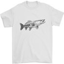 A Pike Fish Drawing Fishing Fisherman Mens T-Shirt 100% Cotton White