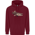 A Pike Fish Fishing Fisherman Mens 80% Cotton Hoodie Maroon
