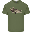 A Pike Fish Fishing Fisherman Mens Cotton T-Shirt Tee Top Military Green