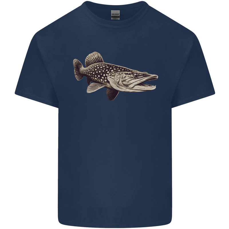 A Pike Fish Fishing Fisherman Mens Cotton T-Shirt Tee Top Navy Blue