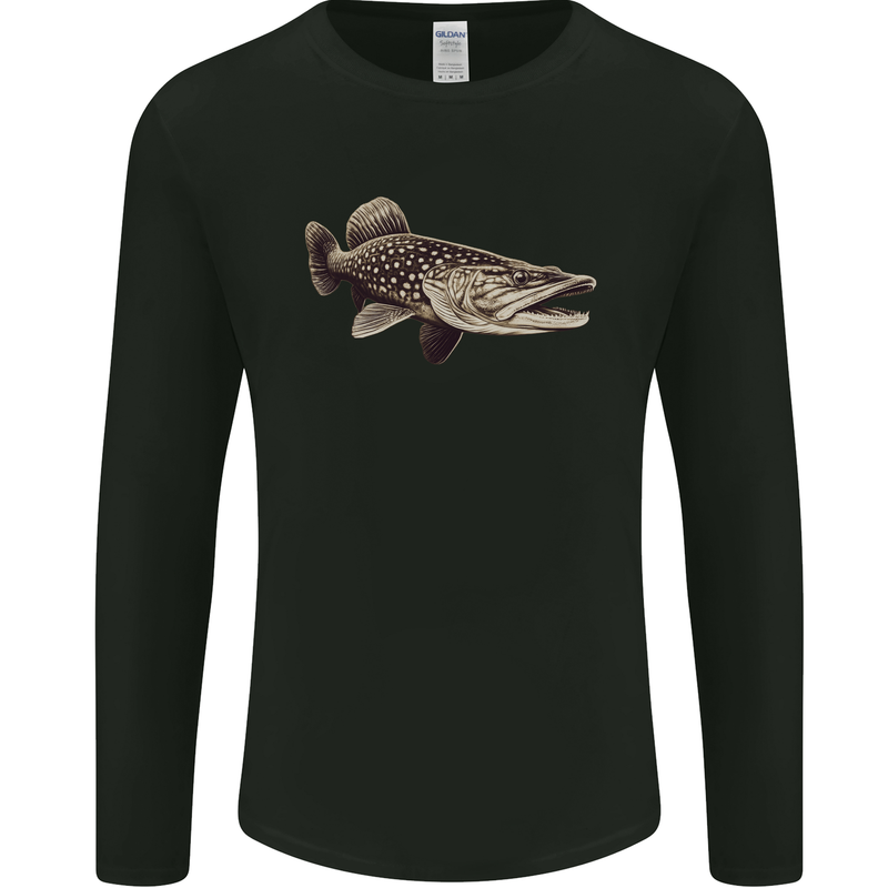A Pike Fish Fishing Fisherman Mens Long Sleeve T-Shirt Black