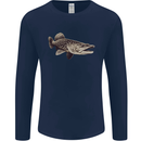 A Pike Fish Fishing Fisherman Mens Long Sleeve T-Shirt Navy Blue