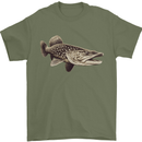 A Pike Fish Fishing Fisherman Mens T-Shirt 100% Cotton Military Green
