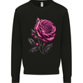 A Pink Rose Gothic Goth Mens Sweatshirt Jumper Black