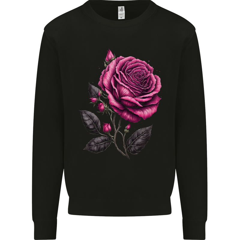 A Pink Rose Gothic Goth Mens Sweatshirt Jumper Black
