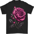 A Pink Rose Gothic Goth Mens T-Shirt 100% Cotton BLACK