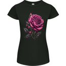 A Pink Rose Gothic Goth Womens Petite Cut T-Shirt Black