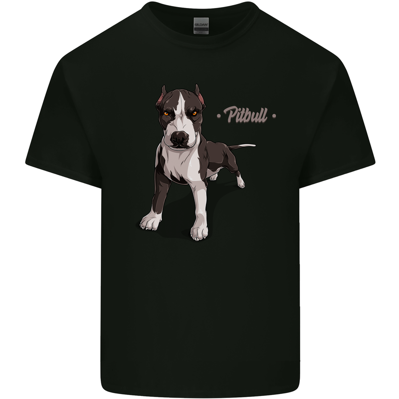 A Pitbull Dog Illustration Kids T-Shirt Childrens Black