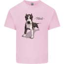 A Pitbull Dog Illustration Kids T-Shirt Childrens Light Pink