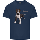 A Pitbull Dog Illustration Kids T-Shirt Childrens Navy Blue