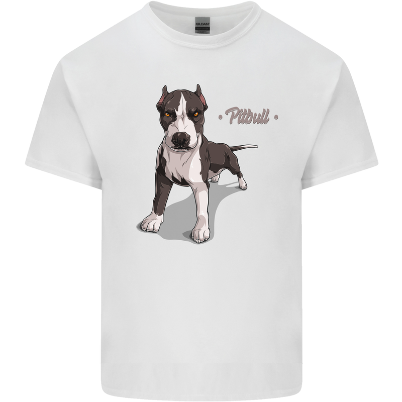 A Pitbull Dog Illustration Kids T-Shirt Childrens White