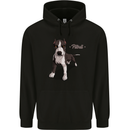 A Pitbull Dog Illustration Mens 80% Cotton Hoodie Black