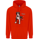 A Pitbull Dog Illustration Mens 80% Cotton Hoodie Bright Red