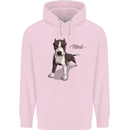 A Pitbull Dog Illustration Mens 80% Cotton Hoodie Light Pink