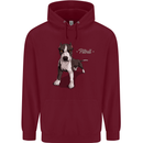 A Pitbull Dog Illustration Mens 80% Cotton Hoodie Maroon