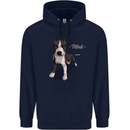 A Pitbull Dog Illustration Mens 80% Cotton Hoodie Navy Blue