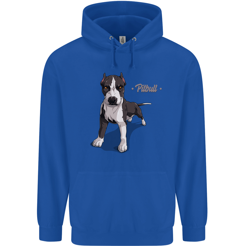 A Pitbull Dog Illustration Mens 80% Cotton Hoodie Royal Blue
