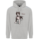 A Pitbull Dog Illustration Mens 80% Cotton Hoodie Sports Grey