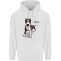 A Pitbull Dog Illustration Mens 80% Cotton Hoodie White