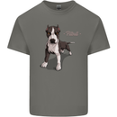 A Pitbull Dog Illustration Mens Cotton T-Shirt Tee Top Charcoal