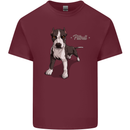 A Pitbull Dog Illustration Mens Cotton T-Shirt Tee Top Maroon