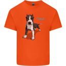 A Pitbull Dog Illustration Mens Cotton T-Shirt Tee Top Orange