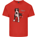 A Pitbull Dog Illustration Mens Cotton T-Shirt Tee Top Red
