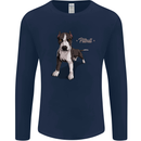 A Pitbull Dog Illustration Mens Long Sleeve T-Shirt Navy Blue